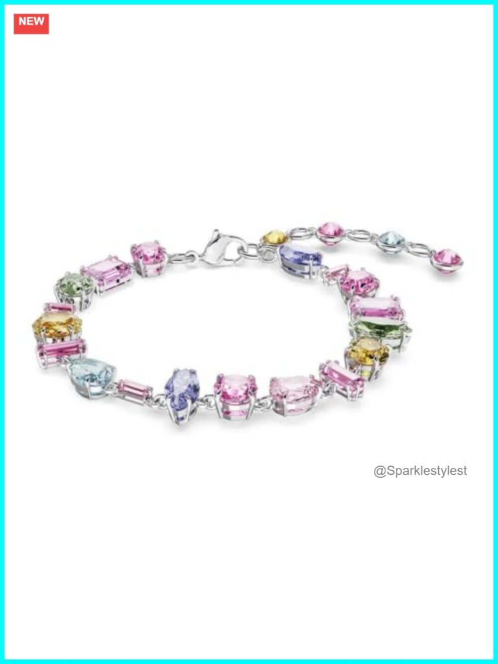 Swarovski Gema Crystal Bracelet Pastel Rhodium Plated Cuff